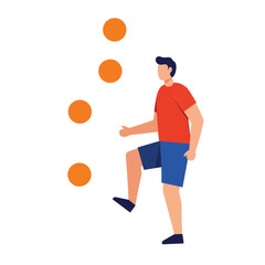 Poster - Person juggling orange balls in flat design style vector art
