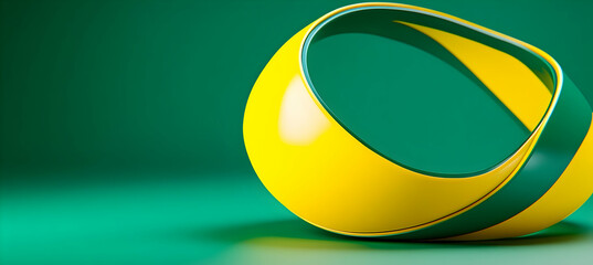 Fototapete - Yellow and Green Abstract Design with Bubble Like Arcs on Green Background