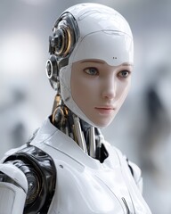 Poster - Futuristic robot with intricate design showcases advanced technology and human-like features