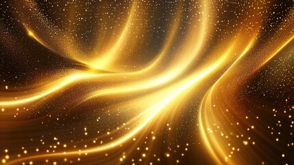 Fototapete - Radiant Golden Swirls with Glimmering Lights and Sparkling Effects