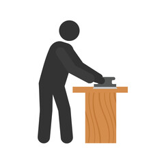 Poster - Man working with a sander in flat design vector art