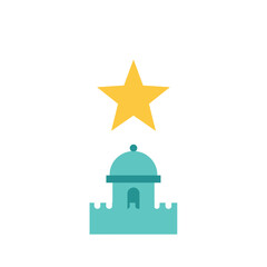 Poster - Tower structure with a star above in flat design style vector art