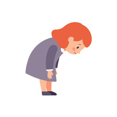 Poster - Girl with red hair showing sadness in flat vector illustration style
