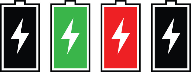 Poster - coloring battery charging icon. battery charge indicator symbols vector illustration.