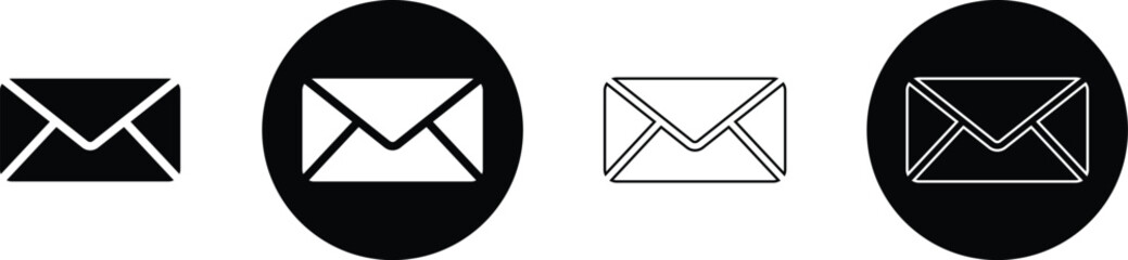 Poster - black white email icon. outline mail icon. envelop icon vector illustration.