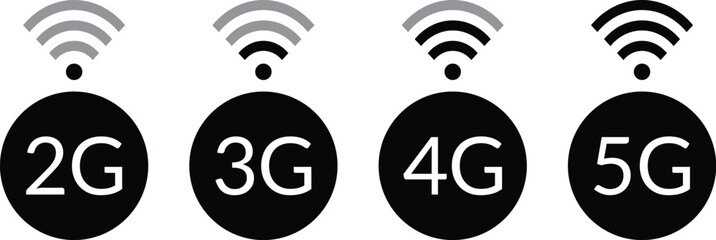 Poster - set of wi-fi network connection 2g 3g 4g 5g business symbol icon. wireless communication. vector illustration.