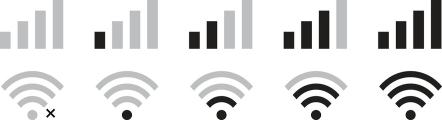Poster - set of wi-fi and mobile data signal indicators symbol. wireless communication. vector illustration.
