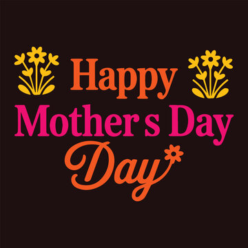 Colorful Happy Mother's Day Floral Typography Design