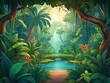 © Elite Elegance - beautiful cartoon jungle Landscape Scenery background illustration