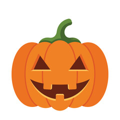 Poster - Happy Halloween pumpkin with a smiling face in flat vector art style vector illustration