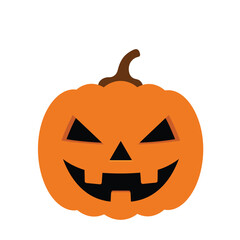 Poster - Smiling Halloween pumpkin character in flat design style for festive vector art