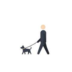 Poster - Person walking a dog in flat minimal vector illustration style vector art