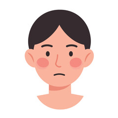 Poster - Minimalist facial expression illustration featuring a person in flat vector art style