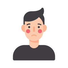 Poster - Sad young man expression change flat vector illustration