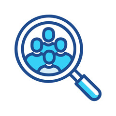 Poster - Magnifying Glass with Students Icon Representing Research and Learning Exploration