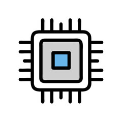 Poster - Microchip Icon Representing Hardware Processor and Digital Computing