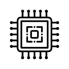 Poster - Microchip Icon Representing Hardware Processor and Digital Computing