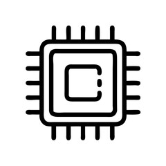 Poster - Microchip Icon Representing Hardware Processor and Digital Computing