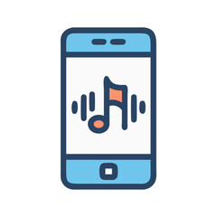 Poster - Mobile Device with Audio Icon Representing Music Playback and Streaming on Smartphones