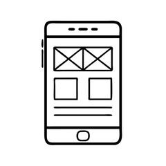 Poster - Mobile Interface Wireframe Icon Representing App UI Design and User Experience Planning