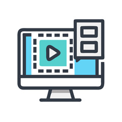 Fototapete - Monitor with Play Button and Filmstrip Icon Representing Video Streaming and Multimedia Content