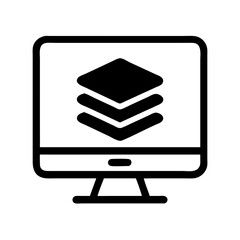 Leinwandbilder - Monitor with Stacked Layers Icon Representing Web Design Structure and UI Component Management