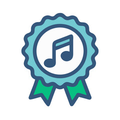 Poster - Musical Award Badge Icon Representing Achievement in Music and Artistic Excellence