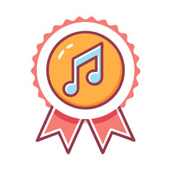 Poster - Musical Award Badge Icon Representing Achievement in Music and Artistic Excellence