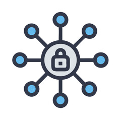 Fototapete - Network with Central Node Icon Representing Digital Connectivity and Data Hub