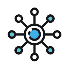Fototapete - Network with Central Node Icon Representing Digital Connectivity and Data Hub