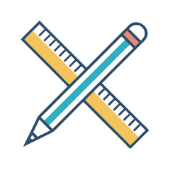 Leinwandbilder - Pencil and Ruler Icon Representing Technical Drawing and Precision Design