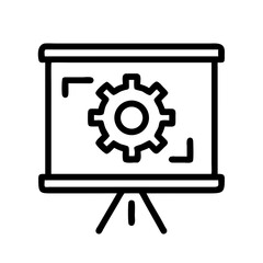 Aufkleber - Presentation Screen with Gear Icon Representing Technical Demonstration and System Configuration