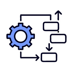 Poster - Process Flow Diagram with Gear Icon Representing Workflow Automation and System Optimization