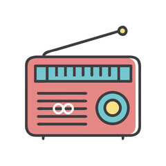 Poster - Retro Radio Icon Representing Traditional Audio Broadcasting and Vintage Music Devices