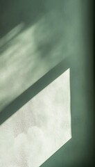Poster - Soft Shadows and Gentle Light Create an Abstract Composition on a Smooth Green Surface During the Late Afternoon