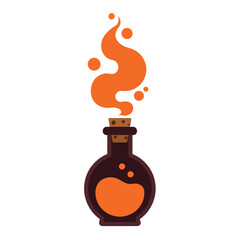 Poster - Potion bottle with swirling liquid and bubbles in flat vector art style