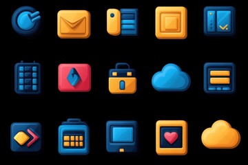 Poster - The image shows a collection of 12 icons from various apps and services, each with a unique theme and style.