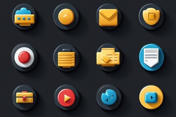 Fototapete - Email and Social Media Icons for Various Purposes