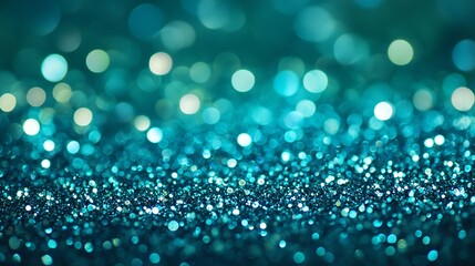 Poster - Turquoise glitter background sparkling texture design abstract shiny bright bokeh wallpaper 