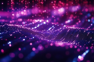 Fototapete - Digital data transfer concept with vibrant lights and depth for network and technology systems