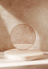 Poster - Minimalist Interior With Natural Light Highlighting Circular Accents and Smooth Surfaces in Neutral Tones