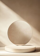 Poster - Modern Minimalist Design Featuring a Curved Metallic Object Against a Soft Peach Background in an Artistic Setting
