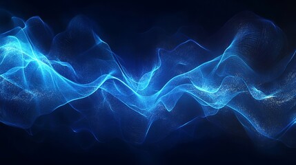 Poster - Abstract blue wave background wallpaper design modern futuristic light energy glow pattern texture backdrop 