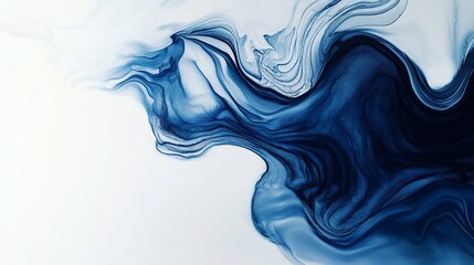 Poster - Abstract blue ink art background wallpaper design liquid fluid marble texture watercolor painting 