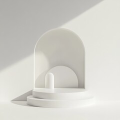 Aufkleber - Minimalistic Display of White Geometric Shapes Arranged Artistically on a Smooth Surface Against a Light Background