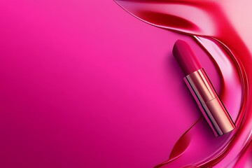 Aufkleber - Colorful Abstract Design Featuring Makeup Items and Smooth Waves in Shades of Purple and Peach