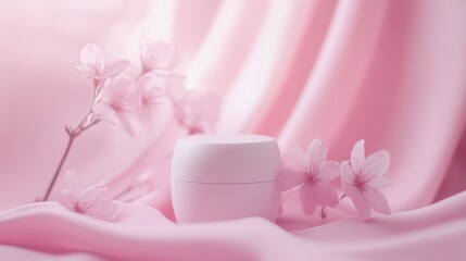 Poster - Delicate Pink Flowers Submerged in Water Create a Calming Atmosphere, Enhancing Tranquility With Soft Waves and Gentle Splashes