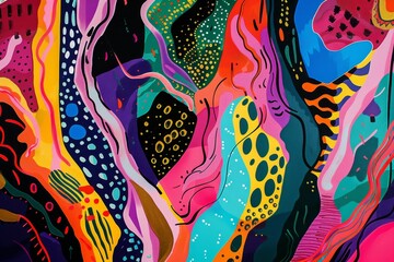 Poster - An abstract digital artwork with vibrant colors and patterns reminiscent of a laptop screen display, An abstract interpretation of a laptop screen displaying colorful patterns and shapes