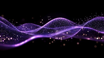 Poster - Abstract purple wave background with glitter effect for graphic design and digital art projects