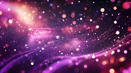 Poster - Abstract purple background with glittering particles and bokeh effect for design and wallpaper use